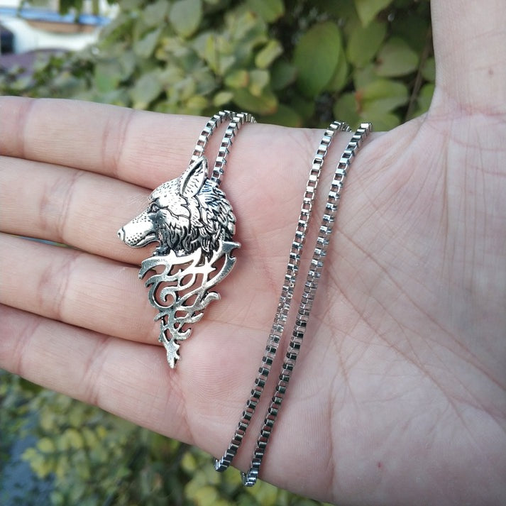 Silver Wolf Head Pendant For Men
