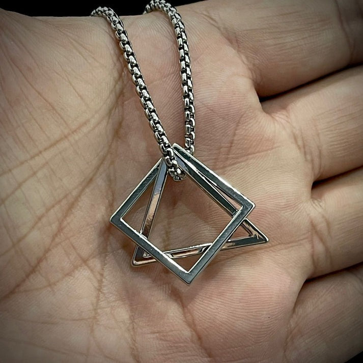 Geometric Silver Pendant For Men