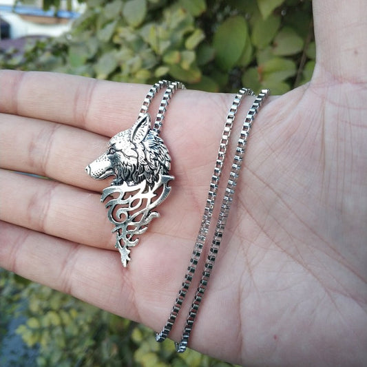 Silver Wolf Head Pendant For Men